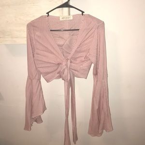 Long sleeve cropped tie blouse. Never worn.
